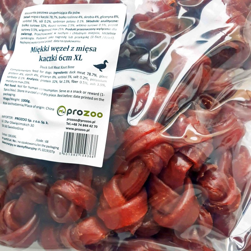 Miękki węzeł z mięsa kaczki 6cm XL 1kg