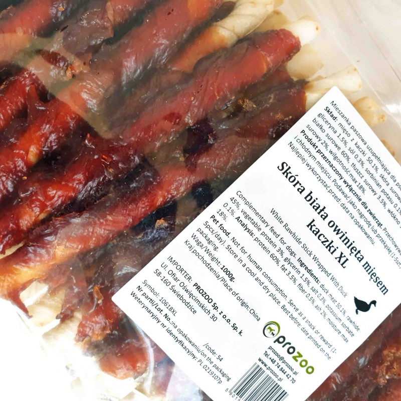 Skóra biała owinięta mięsem z kaczki XL 1kg