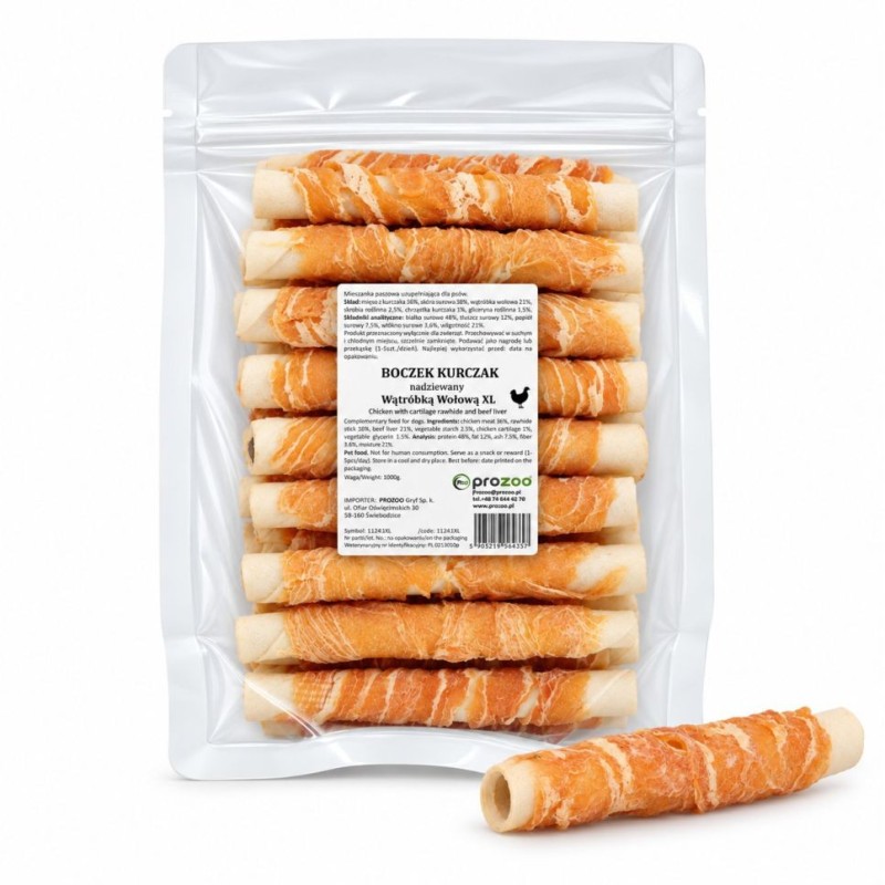 Boczek Kurczak nadziewany Wątróbką Wołową 14cm 1kg