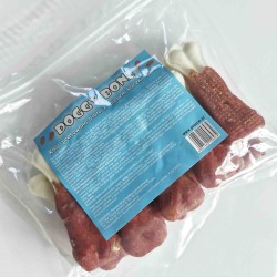 Kość prasowana biała z kaczką 10cm 10szt.